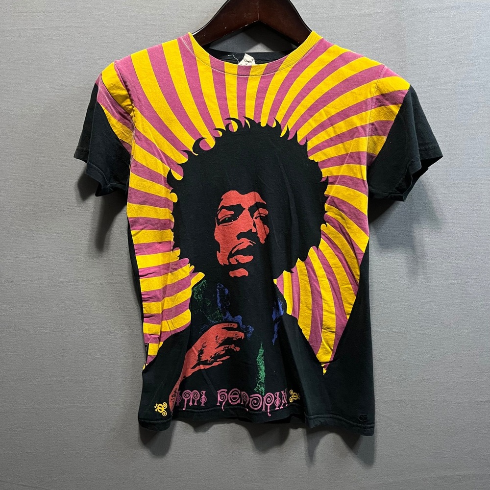 Jimi Hendrix Psychedelic Sunburst Graphic T-Shirt Black Mens Small RN111647
